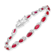 Load image into Gallery viewer, 6.79 Carat Genuine Ruby and White Diamond 14K White Gold Bracelet
