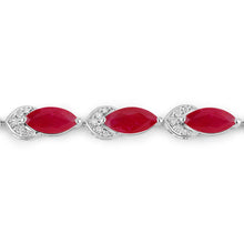 Load image into Gallery viewer, 6.79 Carat Genuine Ruby and White Diamond 14K White Gold Bracelet
