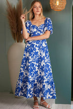 Load image into Gallery viewer, New Summer Cutout Back Floral Sweetheart Neck Puff Sleeve Dress – Unique, Romantic and Trendy Floral Dress with Puff Sleeves and Cutout Back
