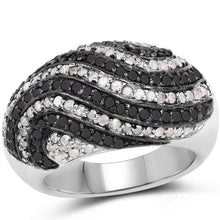 Load image into Gallery viewer, 1.26 Carat Genuine Black Diamond and White Diamond .925 Sterling Silver Ring
