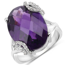 Load image into Gallery viewer, 10.44 Carat Genuine Amethyst and White Topaz .925 Sterling Silver Ring
