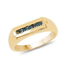 Load image into Gallery viewer, 14K Yellow Gold Plated 0.25 Carat Genuine Blue Diamond .925 Sterling Silver Ring
