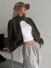 Load image into Gallery viewer, Stylish Zip-Up Long Sleeve Cropped Jacket Trendy &amp; Lightweight Outerwear for a Chic Look
