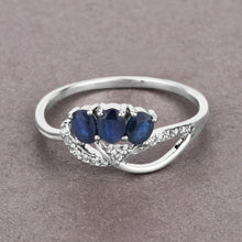 Load image into Gallery viewer, 0.65 Carat Genuine Blue Sapphire and White Diamond 14K White Gold Ring
