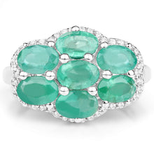 Load image into Gallery viewer, 3.33 Carat Genuine Zambian Emerald and White Zircon .925 Sterling Silver Ring
