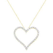 Load image into Gallery viewer, 10k Yellow Gold Plated .925 Sterling Silver 3.0 cttw Round-Cut Diamond Open Heart Pendant Necklace (J-K Color, I1-I2 Clarity) - 18"

