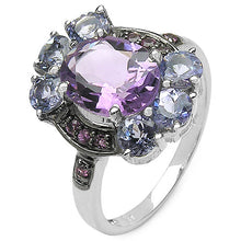 Load image into Gallery viewer, 4.04 Carat Genuine Amethyst &amp; Tanzanite .925 Sterling Silver Ring
