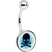 Load image into Gallery viewer, Blue Black Skull Belly Ring
