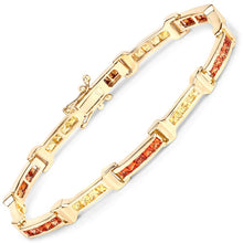 Load image into Gallery viewer, 6.48 Carat Genuine Orange Sapphire and Yellow Sapphire .925 Sterling Silver Bracelet
