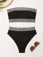 Load image into Gallery viewer, Bikini Leopard Print High Waist Bandeau 2 Piece Swimsuit for Women – Super Stretchy Bikini Set with Seductive Mesh Detail and Flattering Fit – Chic Animal Print Swimwear for Beachwear Poolside and Summer Vacations
