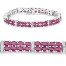 Load image into Gallery viewer, 17.65 Carat Glass Filled Ruby and White Topaz .925 Sterling Silver Bracelet
