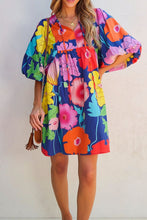 Load image into Gallery viewer, Modern Floral Print Tie Neck Dress Elegant &amp; Timeless Colorful Dress
