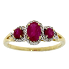 Load image into Gallery viewer, 1.04ct Ruby Diamond 3 Stone Ring 14KT Yellow Gold

