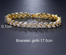 Load image into Gallery viewer, Luxury Diamond Shiny Fashion Charm AAA Cubic White Zircon Four Colors Leaf Jewelry Bracelets For Woman Elegance Wedding Party Gift
