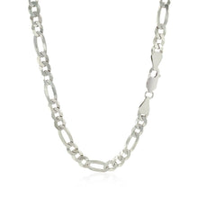 Load image into Gallery viewer, Rhodium Plated 5.5mm Sterling Silver Figaro Style Chain
