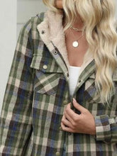Load image into Gallery viewer, Plaid Snap Down Plush Hooded Jacket Soft &amp; Warm Women Outerwear Cozy And Comfortable Jacket
