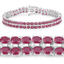 Load image into Gallery viewer, 20.03 Carat Glass Filled Ruby and White Topaz .925 Sterling Silver Bracelet
