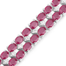 Load image into Gallery viewer, 20.03 Carat Glass Filled Ruby and White Topaz .925 Sterling Silver Bracelet
