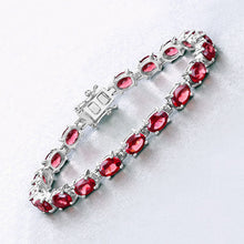 Load image into Gallery viewer, 15.30 Carat Genuine Garnet .925 Sterling Silver Bracelet
