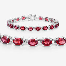 Load image into Gallery viewer, 15.30 Carat Genuine Garnet .925 Sterling Silver Bracelet
