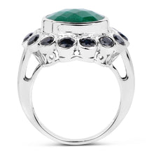 Load image into Gallery viewer, 6.88 Carat Dyed Emerald &amp; Blue Sapphire .925 Sterling Silver Ring
