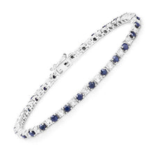 Load image into Gallery viewer, 6.87 ct. t.w. Blue Sapphire and White Topaz Bracelet in Sterling Silver
