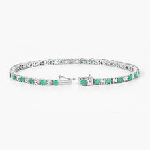 Load image into Gallery viewer, 5.77 Carat Genuine Emerald and White Topaz .925 Sterling Silver Bracelet
