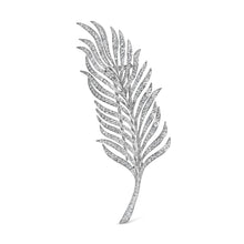 Load image into Gallery viewer, 18K White Gold 2 7/8 Cttw Diamond Feather Brooch Pin (G-H Color, VS1-VS2 Clarity)
