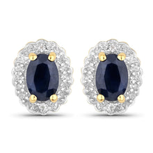 Load image into Gallery viewer, 1.96 Carat Genuine Black Blue Sapphire and White Topaz .925 Sterling Silver Jewelry Set
