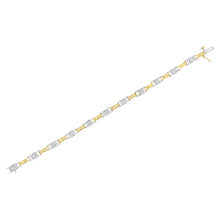 Load image into Gallery viewer, 14K Two-Tone Gold 1.00 Cttw Princess-Cut Diamond Chain Link 7" Bracelet (H-I Color, SI1-SI2 Clarity)
