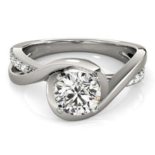 Load image into Gallery viewer, 14k White Gold Split Band Round Bypass Diamond Engagement Ring (1 1/8 cttw)
