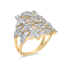 Load image into Gallery viewer, 14K Yellow Gold 1.0 Cttw Diamond Geometric Stacked Open Cocktail Ring (I-J Color, I1-I2 Clarity) - Ring Size 7
