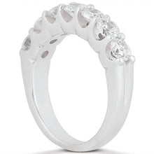 Load image into Gallery viewer, 14k White Gold Diamond Scalloped Shared U Prong Setting Wedding Ring Band
