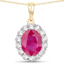 Load image into Gallery viewer, 2.56 Carat Genuine Burma Ruby and White Diamond 18K Yellow Gold Pendant
