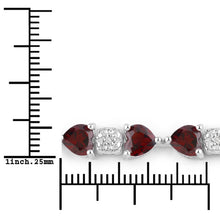 Load image into Gallery viewer, 11.10 Carat Genuine Garnet and White Diamond .925 Sterling Silver Bracelet
