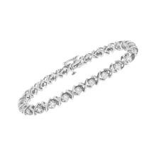 Load image into Gallery viewer, .925 Sterling Silver 1 cttw Brilliant Round-Cut Diamond "X" Link Bracelet (I-J Clarity, I2-I3 Color) - Size 7"
