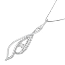 Load image into Gallery viewer, Espira 10K White Gold Round Diamond Accented Open Cascade Twist 18" Pendant Necklace (1/10 Cttw, J-K Color, I1-I2 Clarity)
