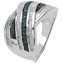 Load image into Gallery viewer, 1.02 Carat Genuine Blue Diamond &amp; White Diamond .925 Sterling Silver Ring
