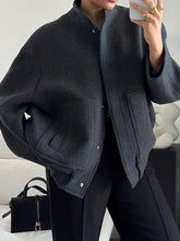 Load image into Gallery viewer, Autumn Casual Full Size Drop Shoulder Snap Down Jacket with Buttoned Front and Pockets
