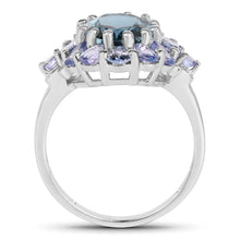 Load image into Gallery viewer, 5.41 Carat Genuine London Blue Topaz and Tanzanite .925 Sterling Silver Ring
