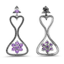 Load image into Gallery viewer, 6.31 Carat Genuine Amethyst &amp; Black Spinel .925 Sterling Silver Earrings
