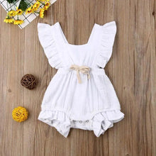 Load image into Gallery viewer, Baby Girl Ruffled Solid Color Sleeveless Backless Romper Jumpsuit Comfy Outfit Excellent Gift For Your Baby Girl
