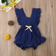 Load image into Gallery viewer, Baby Girl Ruffled Solid Color Sleeveless Backless Romper Jumpsuit Comfy Outfit Excellent Gift For Your Baby Girl
