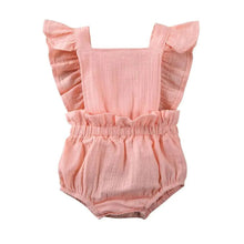 Load image into Gallery viewer, Baby Girl Ruffled Solid Color Sleeveless Backless Romper Jumpsuit Comfy Outfit Excellent Gift For Your Baby Girl
