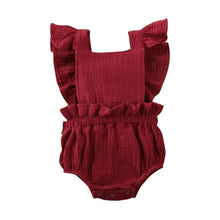 Load image into Gallery viewer, Baby Girl Ruffled Solid Color Sleeveless Backless Romper Jumpsuit Comfy Outfit Excellent Gift For Your Baby Girl
