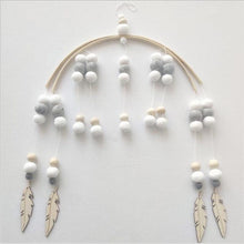 Load image into Gallery viewer, Baby Nordic Wooden Beads Wind Chimes with Wool Balls Nursery Mobile Crib Bed Bell Baby Bedroom Ceiling Wooden Beads Wind Chime Hanging Newborn Baby Bed Hanging Wind-bell Crib Tent Kids Room Decorations Ornaments

