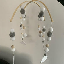 Load image into Gallery viewer, Baby Nordic Wooden Beads Wind Chimes with Wool Balls Nursery Mobile Crib Bed Bell Baby Bedroom Ceiling Wooden Beads Wind Chime Hanging Newborn Baby Bed Hanging Wind-bell Crib Tent Kids Room Decorations Ornaments
