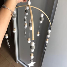 Load image into Gallery viewer, Baby Nordic Wooden Beads Wind Chimes with Wool Balls Nursery Mobile Crib Bed Bell Baby Bedroom Ceiling Wooden Beads Wind Chime Hanging Newborn Baby Bed Hanging Wind-bell Crib Tent Kids Room Decorations Ornaments
