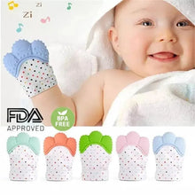 Load image into Gallery viewer, Baby Silicone Mitts Teething Mitten Glove Sound Teether Newborn Chewable Nursing Mittens Teether Natural Stop Sucking Thumb Toy
