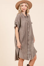 Load image into Gallery viewer, Mineral Wash Cotton Gauze Mini Shirt Dress For Women – Casual, Relaxed Fit with Charming Ruffle Sleeves and Practical Pockets
